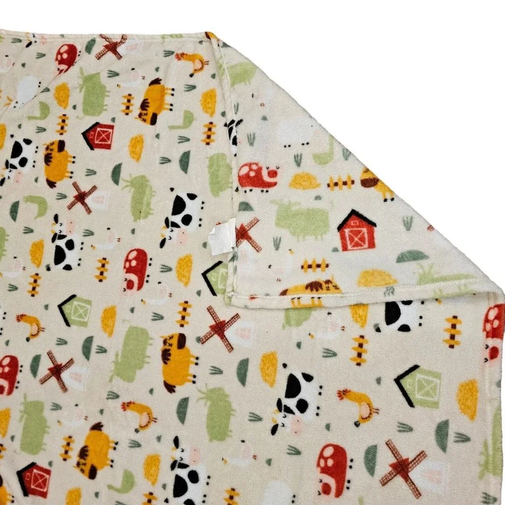 Target‎ Farm Animals Baby Blanket Plush Unisex Cream Sutton Homes Tractor